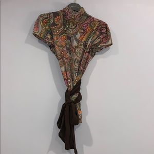 Printed Top with wrap around belt